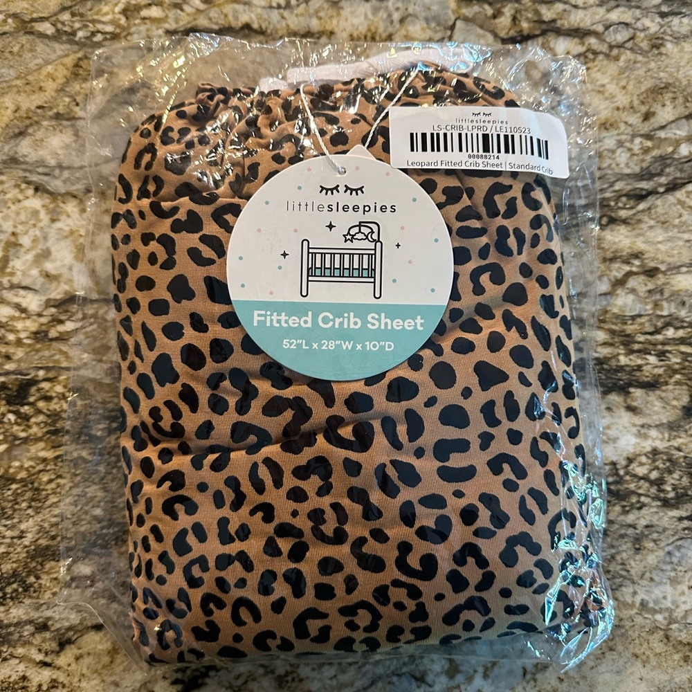Little Sleepies Leopard Fitted Crib Sheet NWT